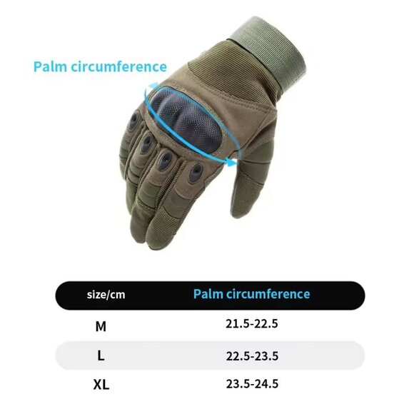 Touch Screen Tactical Gloves Green Full Finger Outdoor Riding Hiking Work Gloves - Picture 2 of 7
